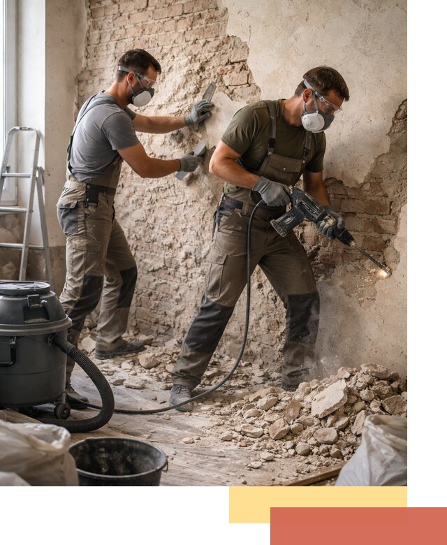 Демонтаж штукатурки со стен в Жигулевске быстро и аккуратно