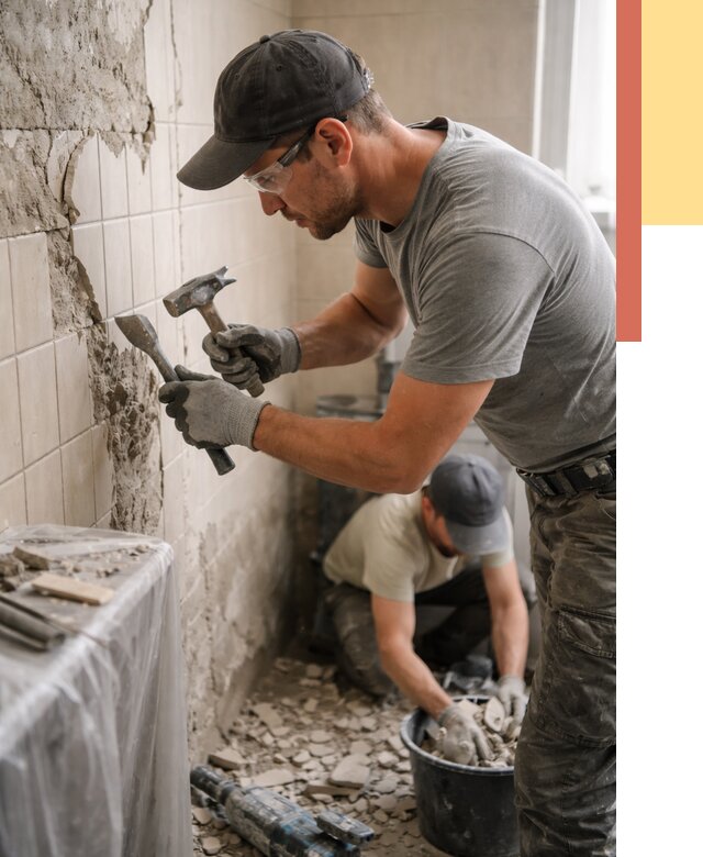 Демонтаж плитки со стен в Жигулевске от 860 руб. — быстро и недорого | ОТДЕЛОЧНИК-Жгл