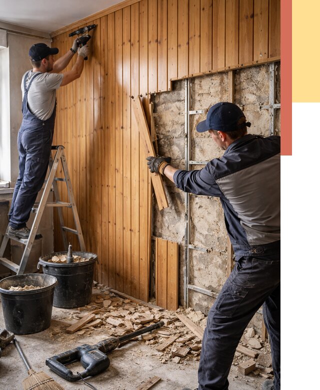 Демонтаж вагонки со стен в Жигулевске от 1467 руб. — снятие, удаление, срочно | ОТДЕЛОЧНИК-Жгл