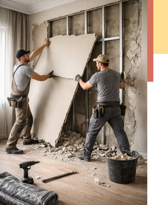 Демонтаж гипсокартона со стен в Жигулевске от 354 руб. — услуги демонтажа | ОТДЕЛОЧНИК-Жгл