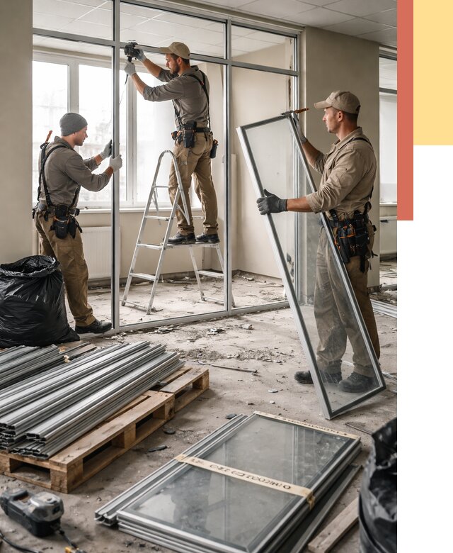 Демонтаж алюминиевых перегородок в Жигулевске от 4250 руб. — быстро и недорого | ОТДЕЛОЧНИК-Жгл