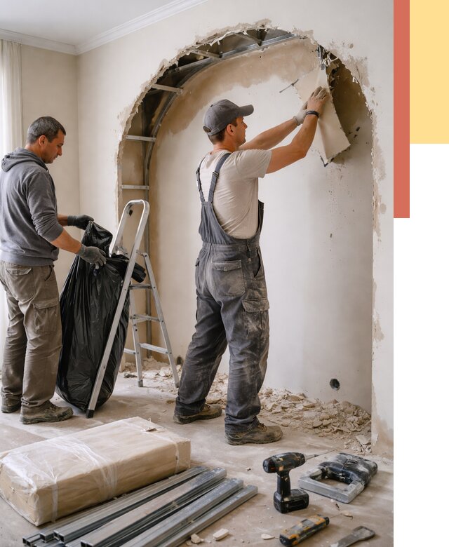 Демонтаж арки из гипсокартона в Жигулевске от 3542 руб. — услуги под ключ | ОТДЕЛОЧНИК-Жгл