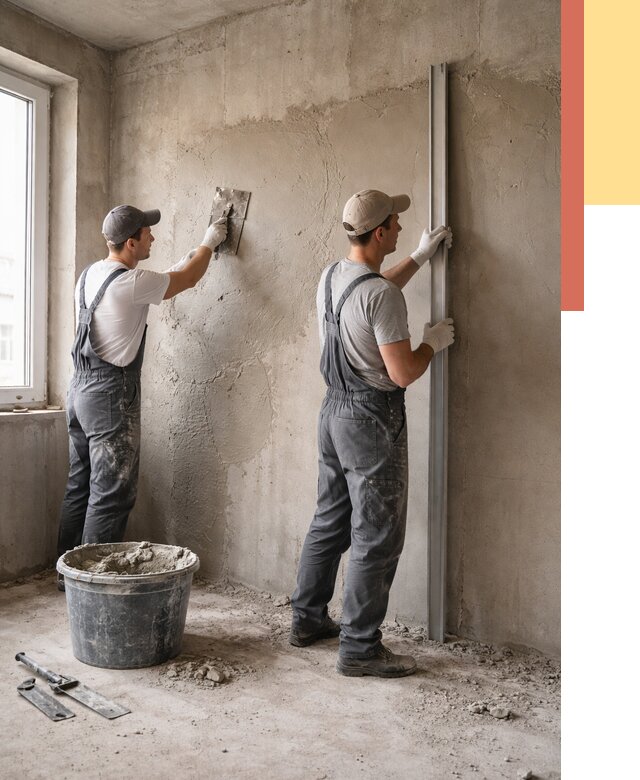 Штукатурка бетонных стен в Жигулевске от 4554 руб/м² — качественно и быстро | ОТДЕЛОЧНИК-Жгл