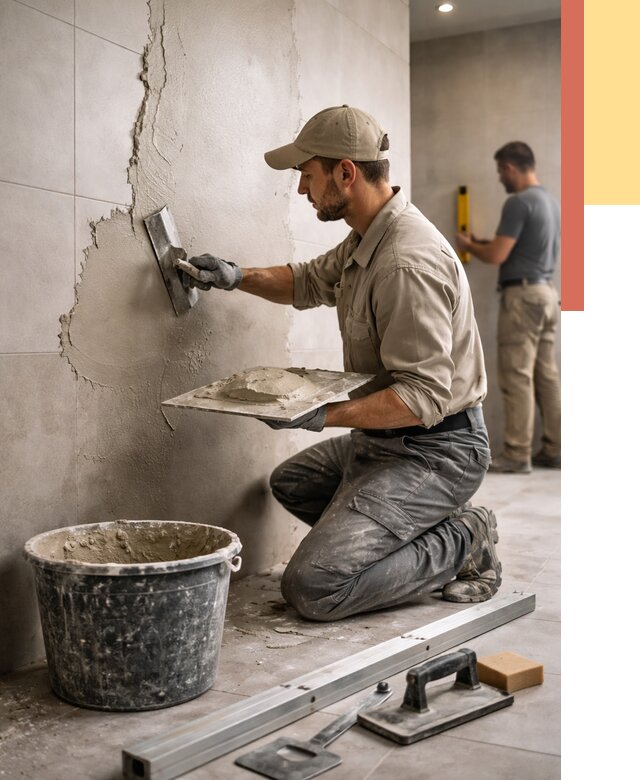 Штукатурка стен в ванной в Жигулевске от 4554 руб./м² — выравнивание под ключ | ОТДЕЛОЧНИК-Жгл