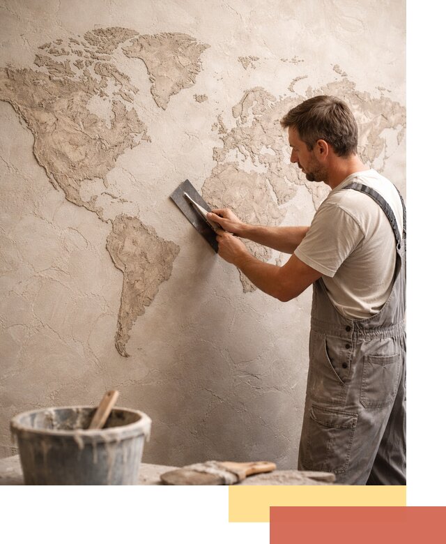 Декоративная штукатурка «Карта мира» под ключ в Жигулевске