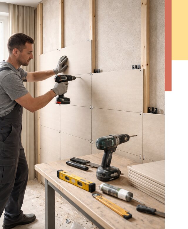 Монтаж МДФ панелей на стены в Жигулевске от 1265 руб. под ключ | ОТДЕЛОЧНИК-Жгл