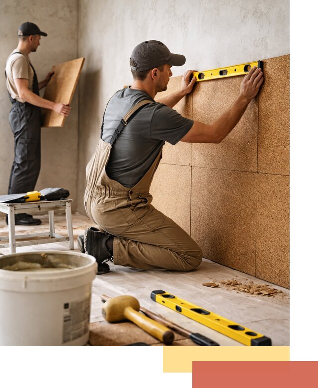 Монтаж пробковых панелей на стены в Жигулевске быстро и качественно