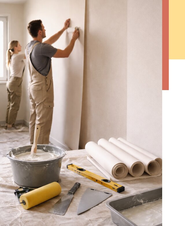 Поклейка бумажных обоев в Жигулевске от 5565 руб./м2 — быстро и недорого | ОТДЕЛОЧНИК-Жгл