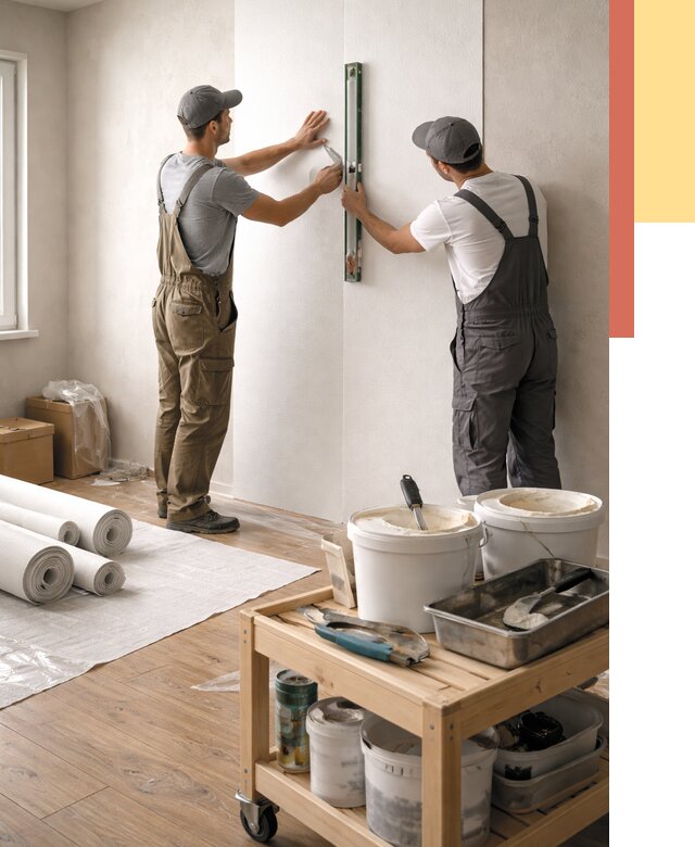 Поклейка стеклообоев в Жигулевске от 6577 руб. за м2 — быстро и недорого | ОТДЕЛОЧНИК-Жгл