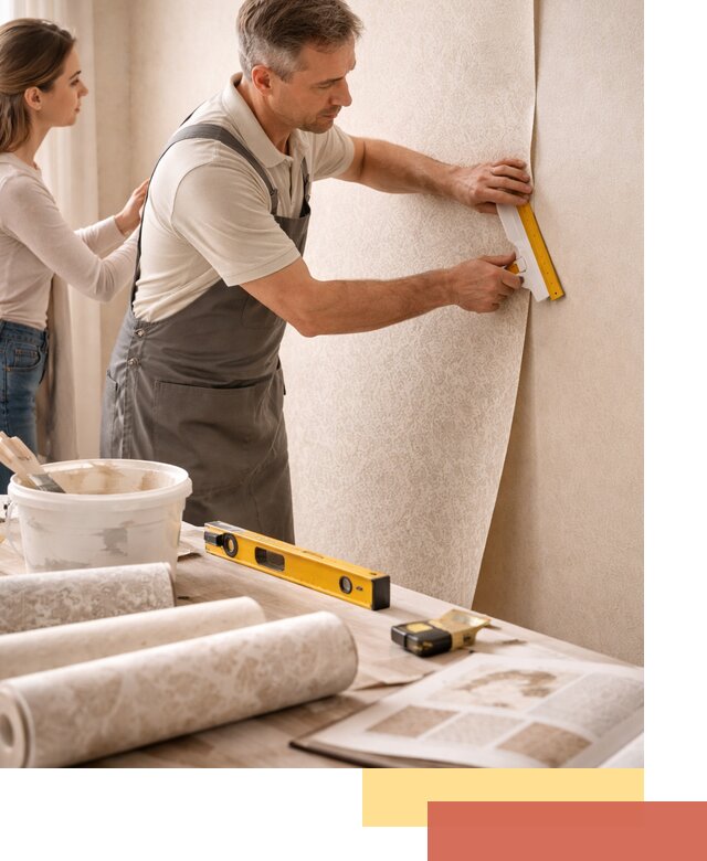 Поклейка обоев с подбором рисунка в Жигулевске