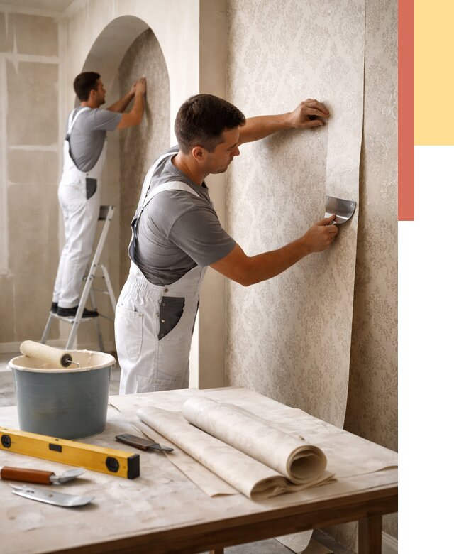 Поклейка обоев на сложные стены в Жигулевске от 2833 руб. под ключ | ОТДЕЛОЧНИК-Жгл