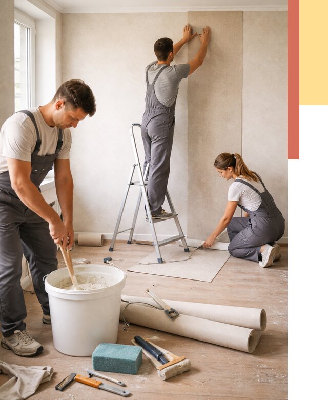 Оклейка стен обоями в Жигулевске от 3542 руб/м2 — быстро и недорого | ОТДЕЛОЧНИК-Жгл