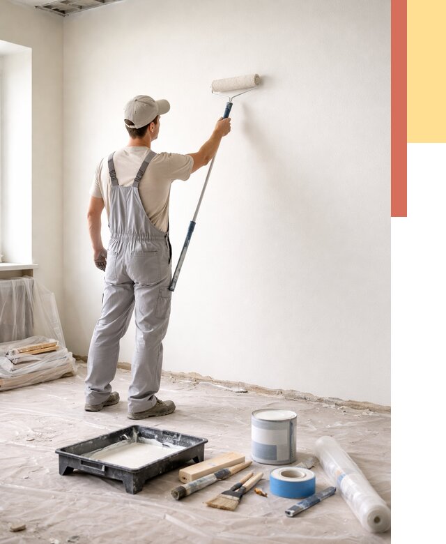 Покраска стен водоэмульсионной краской в Жигулевске от 455 руб. за м² | ОТДЕЛОЧНИК-Жгл