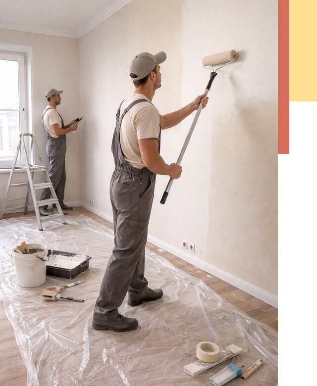 Покраска стен акриловой краской в Жигулевске от 3542 руб./м² — быстро и недорого | ОТДЕЛОЧНИК-Жгл