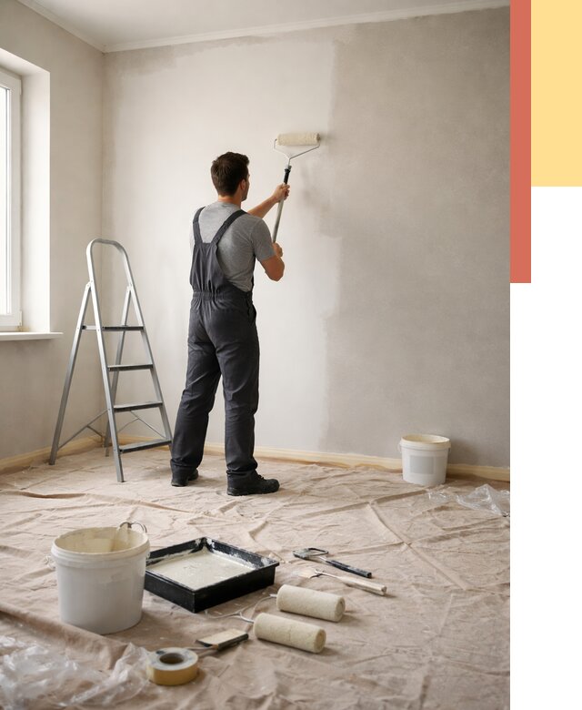 Покраска стен моющейся краской в Жигулевске от 354 руб./м² — быстро и недорого | ОТДЕЛОЧНИК-Жгл