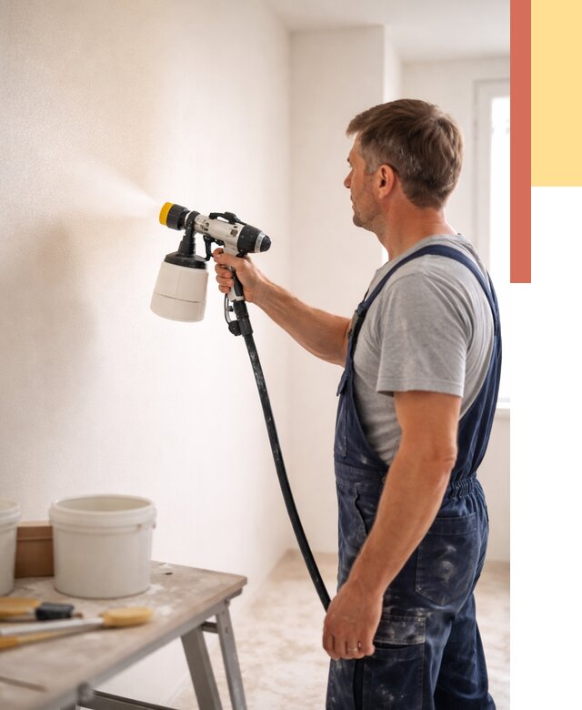 Покраска стен краскопультом в Жигулевске от 7589 руб. — механизированная покраска | ОТДЕЛОЧНИК-Жгл