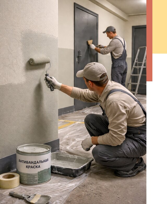 Покраска стен антивандальной краской в Жигулевске от 4554 руб./м² под ключ | ОТДЕЛОЧНИК-Жгл