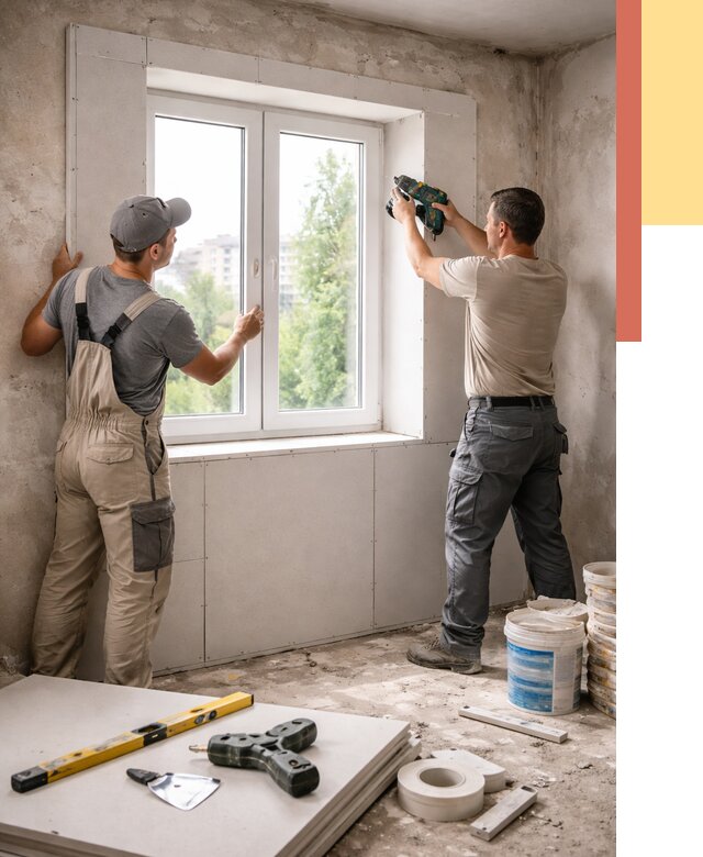 Монтаж откосов из гипсокартона в Жигулевске от 4554 руб. под ключ | ОТДЕЛОЧНИК-Жгл