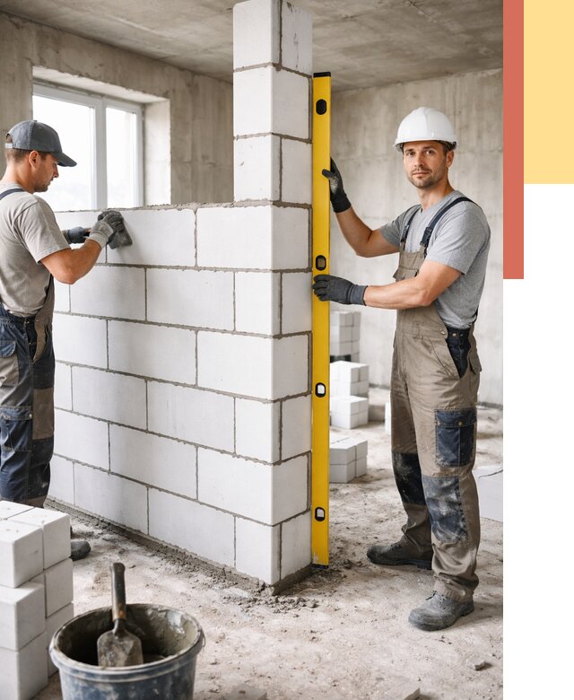 Кладка перегородок из пеноблока в Жигулевске от 1821 руб. под ключ | ОТДЕЛОЧНИК-Жгл