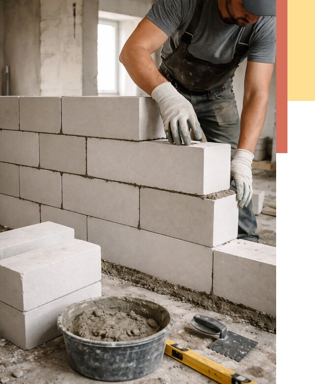 Кладка перегородок из силикатного блока в Жигулевске от 4048 руб. под ключ | ОТДЕЛОЧНИК-Жгл