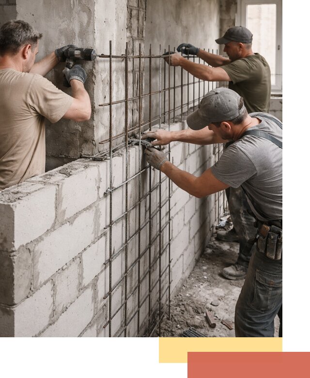 Армирование кладки перегородок в Жигулевске профессионально и надёжно