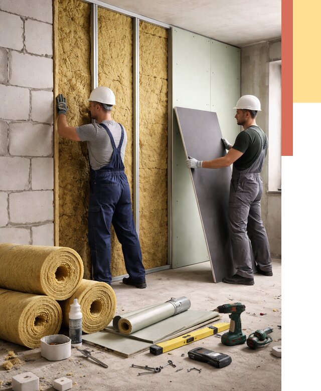 Шумоизоляция перегородок из блоков в Жигулевске от 1872 руб./м² — быстро и недорого | ОТДЕЛОЧНИК-Жгл