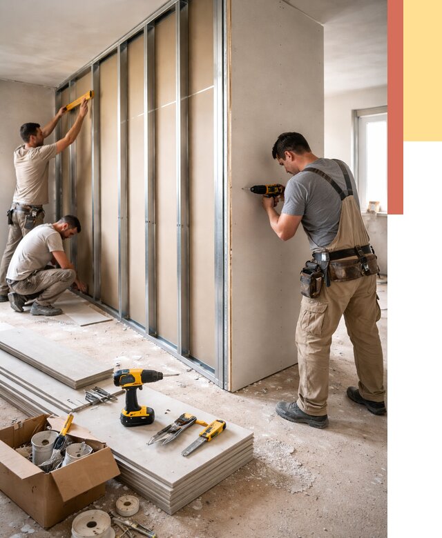 Монтаж однослойной перегородки из гипсокартона в Жигулевске от 658 руб. | ОТДЕЛОЧНИК-Жгл