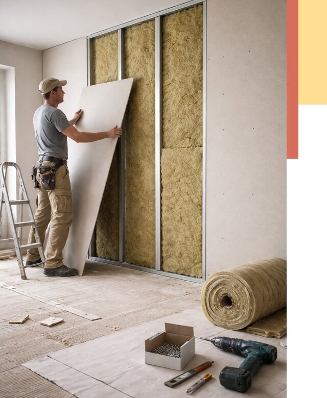 Перегородка из гипсокартона с шумоизоляцией в Жигулевске от 3157 руб. | ОТДЕЛОЧНИК-Жгл