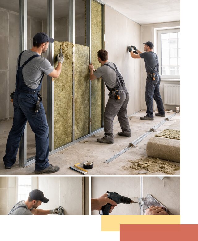 Перегородка из гипсокартона с шумоизоляцией в Жигулевске — монтаж под ключ