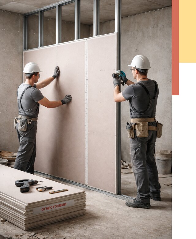 Перегородка из огнестойкого гипсокартона в Жигулевске от 1872 руб. под ключ | ОТДЕЛОЧНИК-Жгл