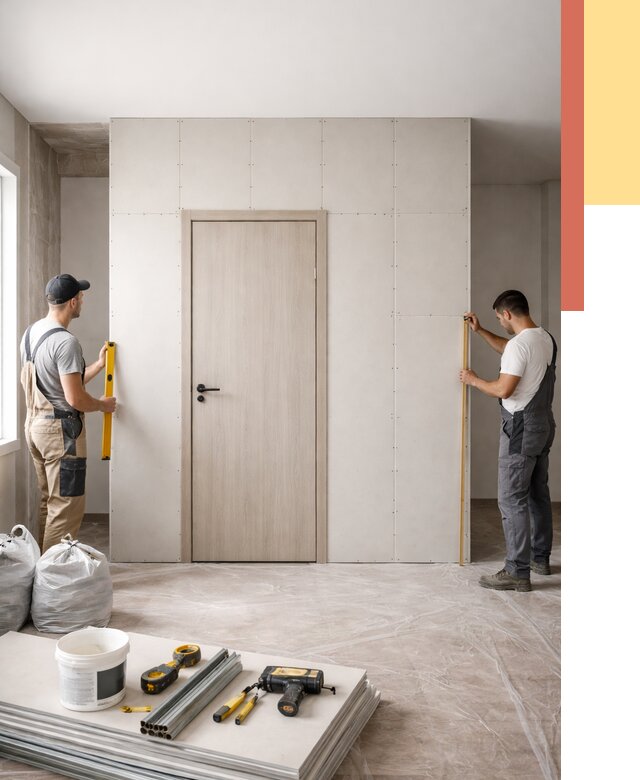 Перегородка из гипсокартона с дверью в Жигулевске от 4554 руб. под ключ | ОТДЕЛОЧНИК-Жгл