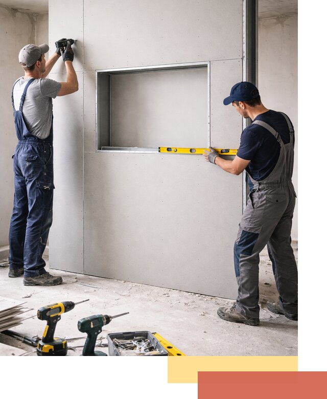 Перегородка из гипсокартона с нишей под декор в Жигулевске