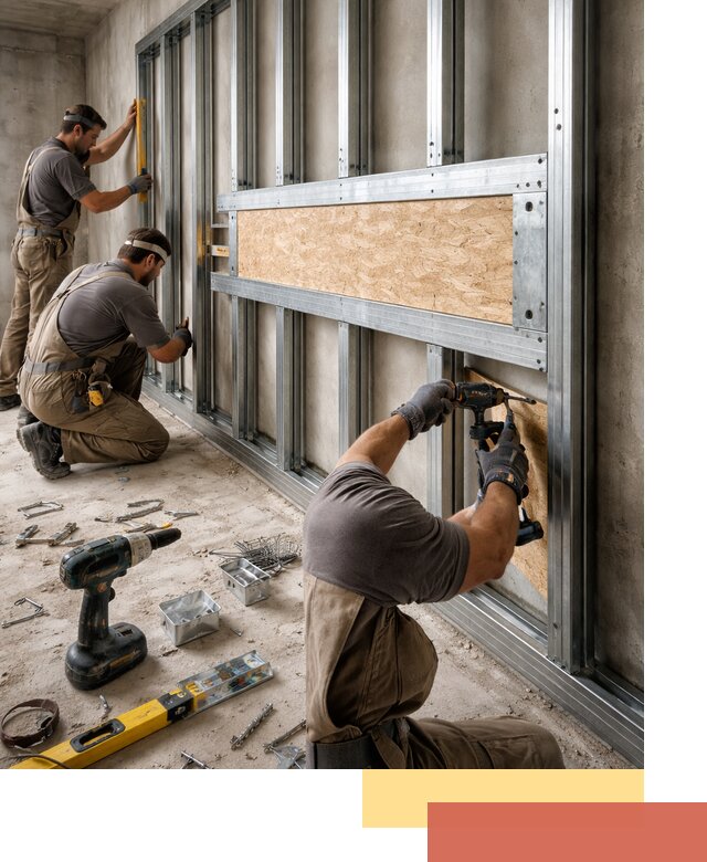 Усиленная перегородка для крепления тяжёлых конструкций в Жигулевске