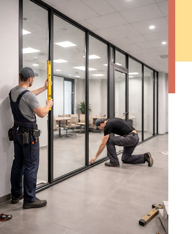 Каркасные стеклянные перегородки в Жигулевске под ключ от 9309 руб. | ОТДЕЛОЧНИК-Жгл