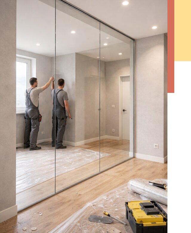 Безрамные стеклянные перегородки в Жигулевске — монтаж от 9613 руб. | ОТДЕЛОЧНИК-Жгл