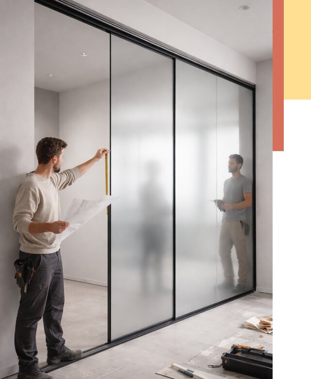 Матовые стеклянные перегородки в Жигулевске от 8601 руб. — монтаж и установка | ОТДЕЛОЧНИК-Жгл