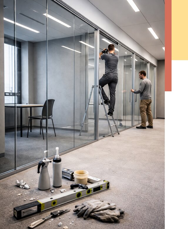 Стеклянные офисные перегородки в Жигулевске от 8601 руб. — монтаж и установка | ОТДЕЛОЧНИК-Жгл