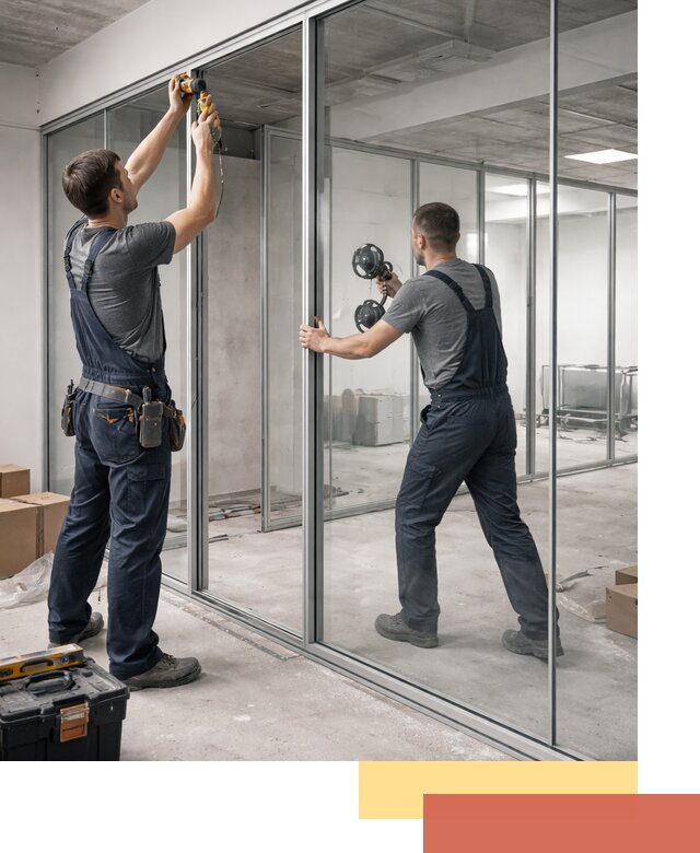 Алюминиевые перегородки со стеклом в Жигулевске — изготовление и монтаж