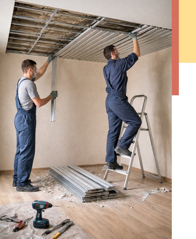 Демонтаж реечного потолка в Жигулевске от 4554 руб. быстро и недорого | ОТДЕЛОЧНИК-Жгл