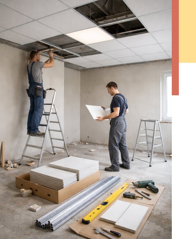 Монтаж потолка армстронг в Жигулевске от 4554 руб/м2 — быстрая установка под ключ | ОТДЕЛОЧНИК-Жгл