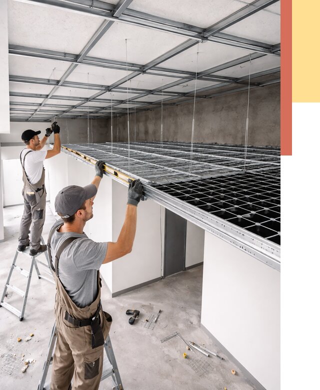 Монтаж потолка грильято в Жигулевске от 455 руб./м² — быстрая сборка под ключ | ОТДЕЛОЧНИК-Жгл