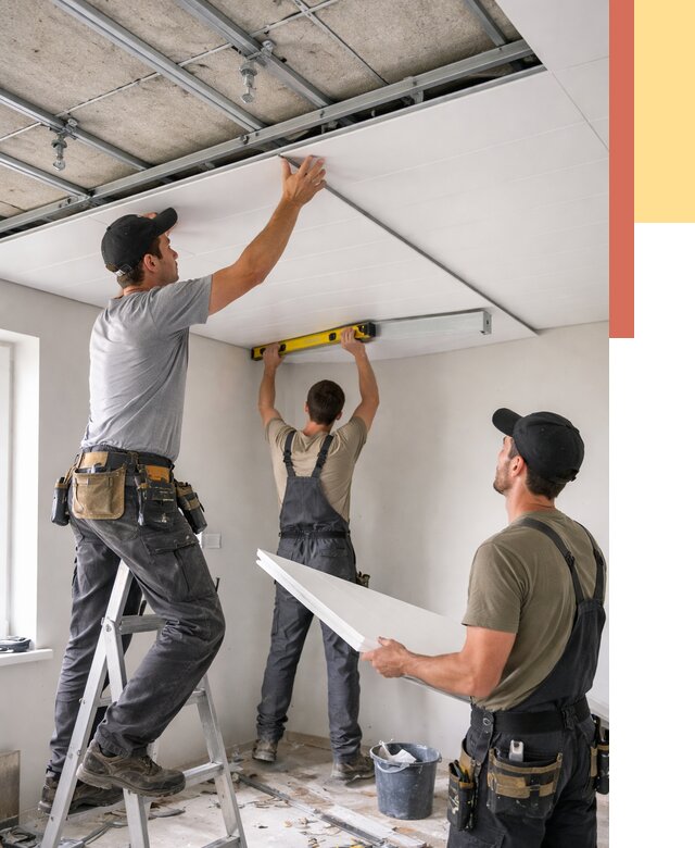 Монтаж потолка из ПВХ панелей в Жигулевске от 3542 руб./м2 — быстро и недорого | ОТДЕЛОЧНИК-Жгл