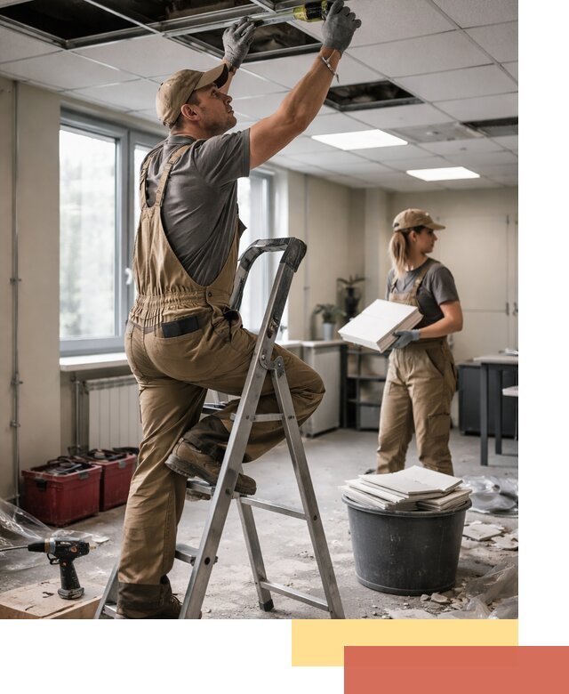 Ремонт потолка Армстронг и замена плит в Жигулевске