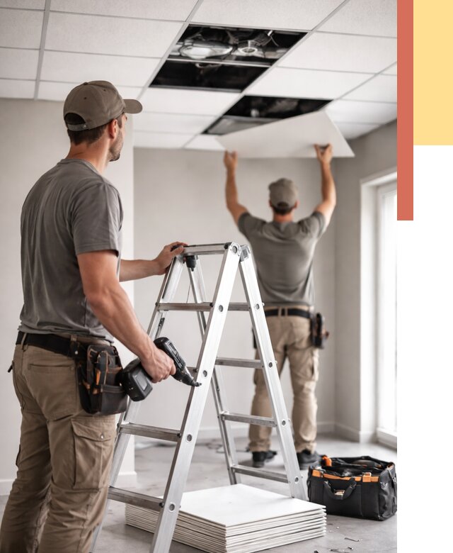 Обслуживание подвесного потолка в Жигулевске от 3542 руб. — быстро и недорого | ОТДЕЛОЧНИК-Жгл