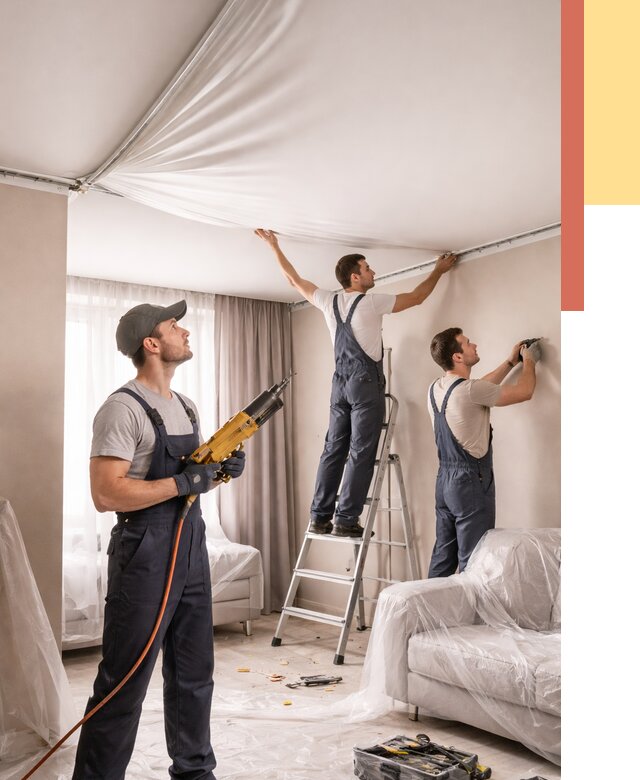 Установка натяжного потолка в Жигулевске от 4554 руб. | Быстро и недорого — ОТДЕЛОЧНИК-Жгл