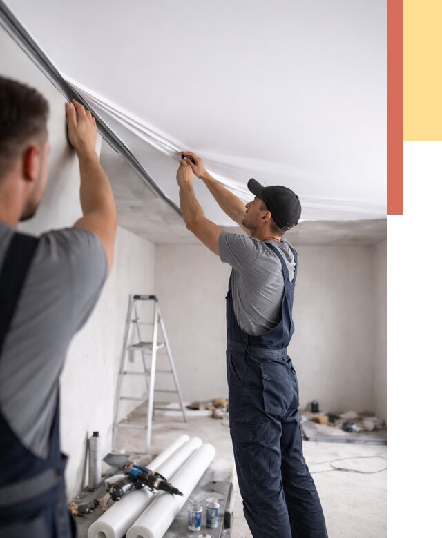 Монтаж матового натяжного потолка в Жигулевске от 4554 руб./м² — быстро и недорого | ОТДЕЛОЧНИК-Жгл