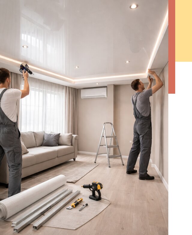 Монтаж глянцевого натяжного потолка в Жигулевске от 759 руб. под ключ | ОТДЕЛОЧНИК-Жгл