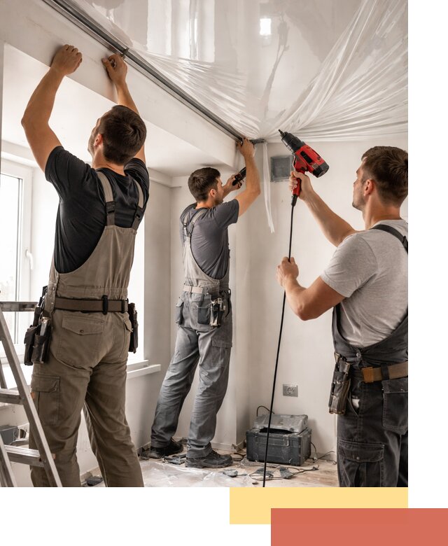 Монтаж глянцевого натяжного потолка в Жигулевске быстро и качественно