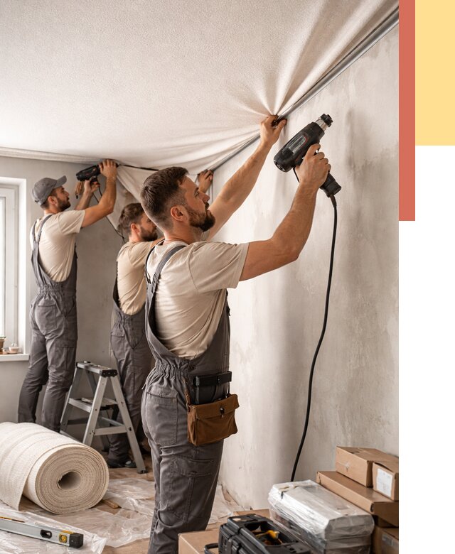 Монтаж фактурного натяжного потолка в Жигулевске от 759 руб. — ОТДЕЛОЧНИК-Жгл