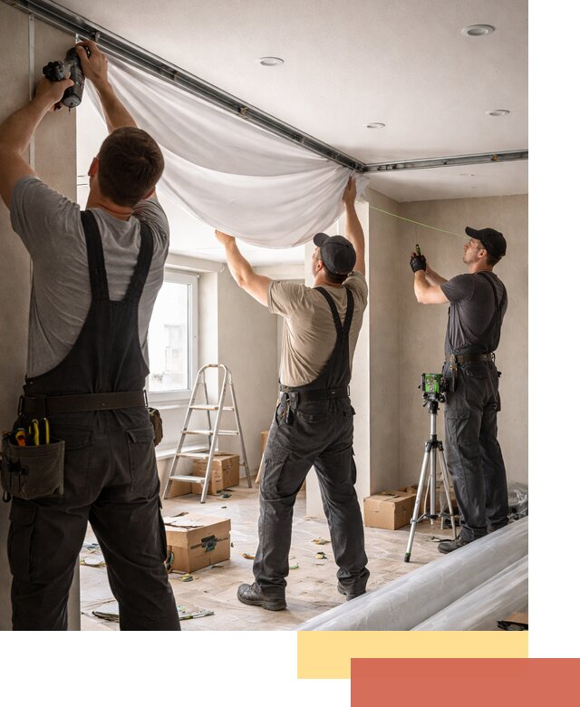 Монтаж парящего натяжного потолка под ключ в Жигулевске